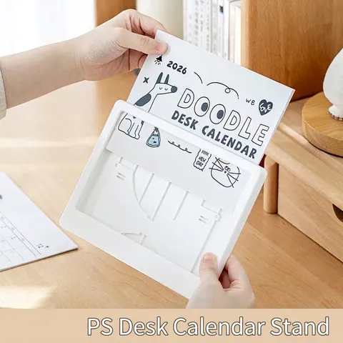 Calendrier de Bureau Doodle 2026 Minimaliste en Plastique PS Ornement de Table Cadre Photo Planificateur Étudiant Déco Bureau