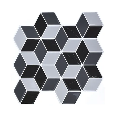 Adesivo Murale Autoadesivo Geometrico Esagonale 3D in Plastica PET Texture Marmo Impermeabile Antiolio Pannello Parete Casa