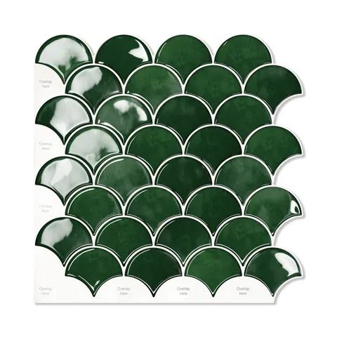 Adesivo Murale a Ventaglio 3D in Colla a Goccia Impermeabile Resistente all'Olio Autoadesivo Motivo Marmo a Scaglie di Pesce per Cucina Bagno Decorazione Parete