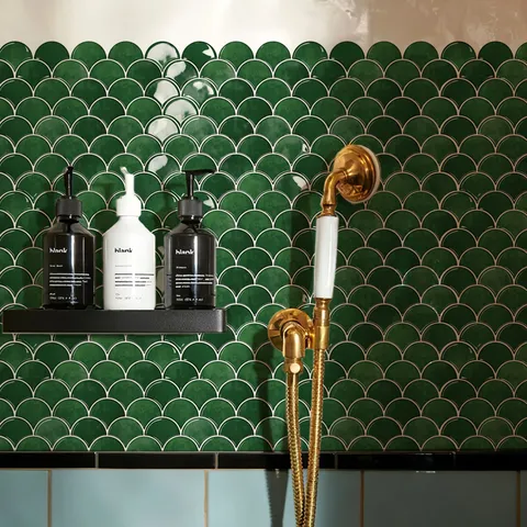 Adesivo Murale Mosaico a Ventaglio 3D Autoadesivo Impermeabile Resistente All'olio Carta da Parati in Resina Epossidica PET per Cucina Bagno