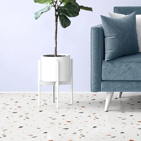 Terrazzo Pattern Waterproof Self-Adhesive PVC Non-Slip Frosted Decorative Floor Tile Sticker For Home DIY Decor Living Room Kitchen