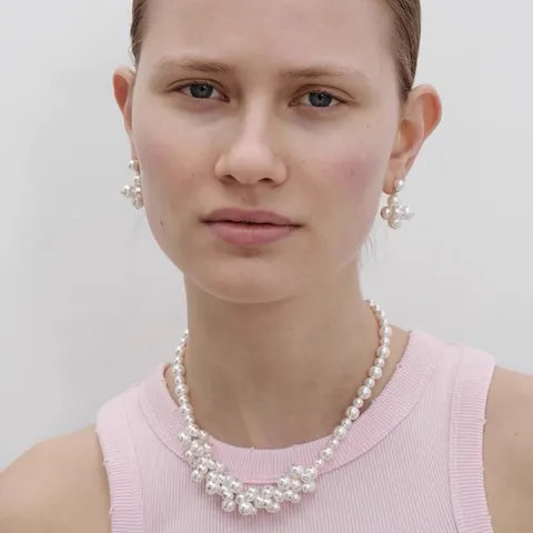 French Style Cluster Artificial Pearl Choker Necklace For Women Vintage Elegant Black White Bead Collar Chain Fashion Jewelry Gift