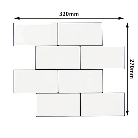 Adesivi Murali Autoadesivi 3D Piastrelle Metro Impermeabile Oleorepellente PET Piastrelle Mosaico Bianche Spesse per Cucina Bagno Decorazione Casa