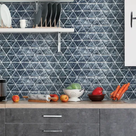 Adesivo Autoadesivo per Bordi Parete a Triangolo Geometrico Impermeabile Antiolio in PET per Cucina Bagno Soggiorno