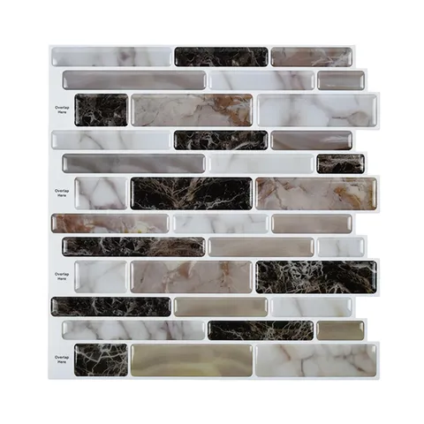 Adesivo da Parete Autoadesivo 3D Motivo Marmo Impermeabile Resistente all'Olio Piastrelle Adesive per Cucina Bagno Decorazione
