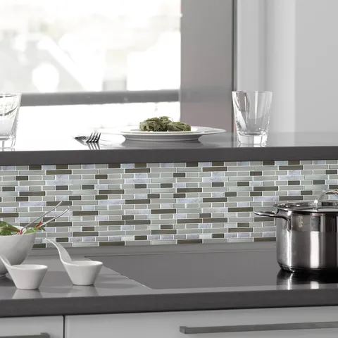 Adesivo Murale 3D Autoadesivo Impermeabile Oleorepellente Motivo Marmo Mosaico Piastrelle Adesive per Cucina Bagno Decorazione Casa