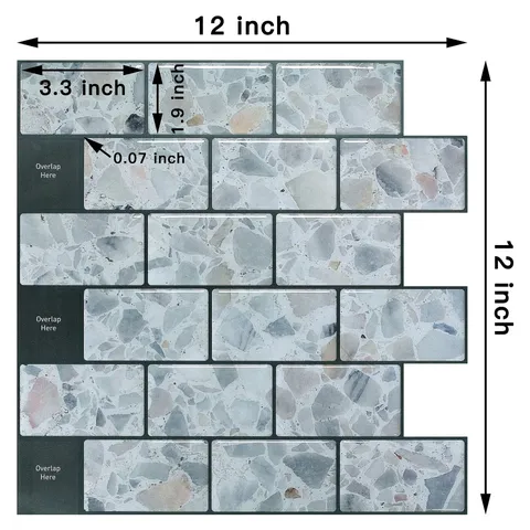 Adesivi Murali 3D in Marmo e Terrazzo Autoadesivi Impermeabili e Antiolio in PET ed Epossidica per Cucina Bagno e Decorazione Mobili