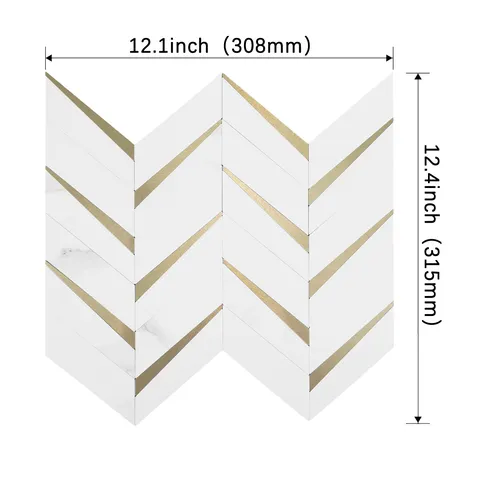 Adesivo da Parete Mosaico in Metallo 3D Chevron Autoadesivo in PVC Pannello Paraschizzi Impermeabile per Decorazione Casa