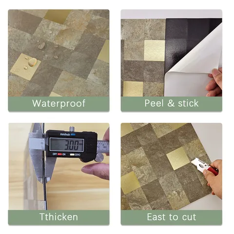 Piastrelle da Parete Adesive a Mosaico Geometrico Moderno Impermeabili Autoadesive con Motivo in Finto Marmo per Cucina Bagno Ristrutturazione Interna