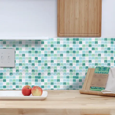 Adesivi Murali Mosaico 3D Epossidico Impermeabile Antiolio Autoadesivi per Piastrelle Cucina Bagno Decorazione Parete DIY