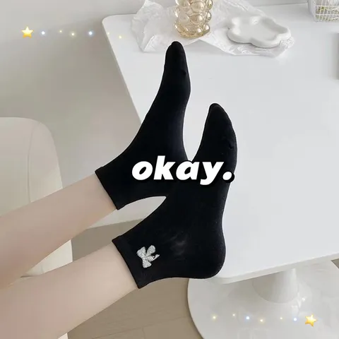 Japanese Cute Cartoon Embroidered Women Cotton Socks Preppy Style Breathable Thin Ankle High Casual Socks For Girls