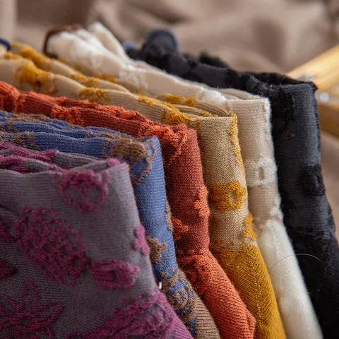 Dames Retro Etnisch Katoen Sokken Schattig Japans Stijl Raffelrand Jacquard Botanisch Bloemen Kleurblok Halfhoge Casual Sokken