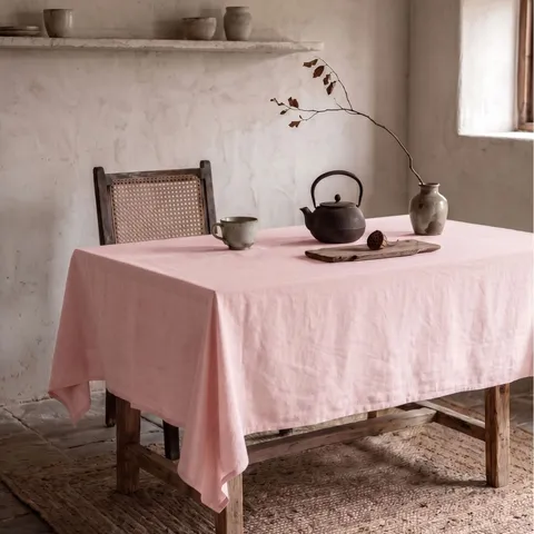 Japanese Style Washed Cotton Tablecloth Solid Color Minimalist Rectangular Dustproof Table Cover For Home Dining Room Tea Table Decor