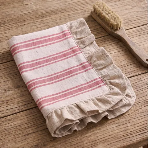Ruffle Trim Striped Place Mat Cotton Blend Heat Resistant Decorative Table Napkin For Restaurant Hotel Home Dining Table Decor