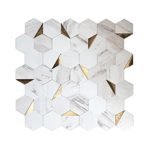 3D Mosaic Wall Sticker Self-Adhesive Waterproof Kitchen Backsplash Tile PVC Aluminum Metal Wall Decal For Bathroom Living Room Home Decor