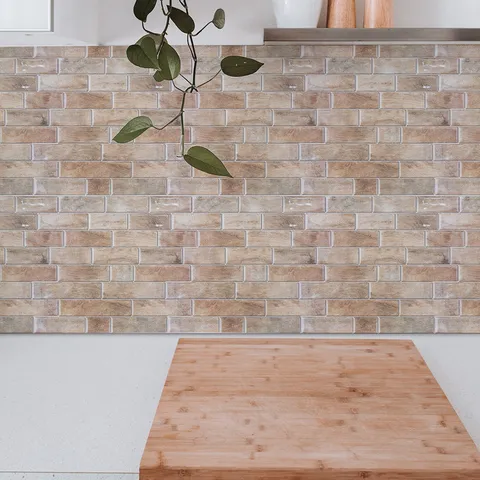 Adesivo da Parete 3D Effetto Legno Autoadesivo Impermeabile Oleorepellente Carta da Parati 3D per Cucina Bagno Decorazione Casa