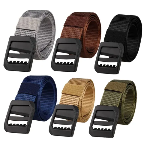 Men Tactical Belt Outdoor Military Style Heavy Duty Woven Webbing Canvas Utility Belt With Alloy H-Buckle For Sports Training