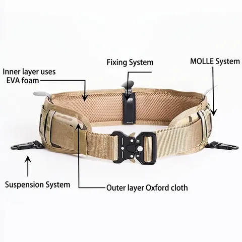 Outdoor Molle Tactical Waist Seal Laser Cut Multi Functional Tactical Belt Set For CS Combat Game Breathable Nylon Waist Pad