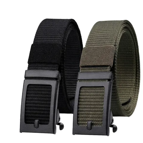 Men Tactical Belt Thickened Imitation Nylon Woven Outdoor Belt With Iron Automatic Buckle Adjustable Military Waistband