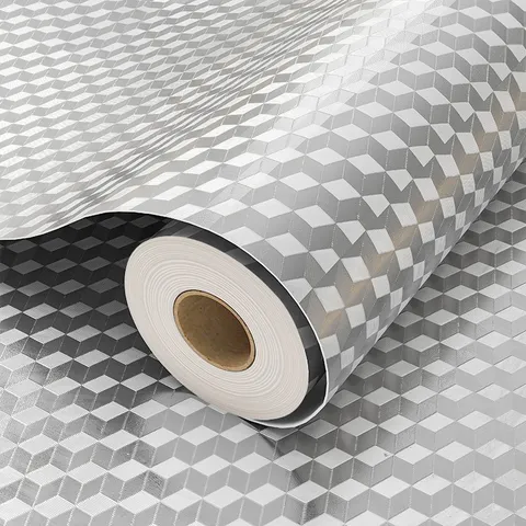 Autoadhesivo Cocina Papel de Aluminio Adhesivo de Pared Impermeable Antigrasa Papel Tapiz Resistente a Altas Temperaturas