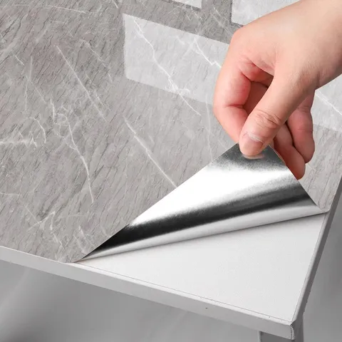 Adhesivo de Escritorio Autoadhesivo con Patrón de Mármol Película de Renovación de Muebles de PET Impermeable para Hogar
