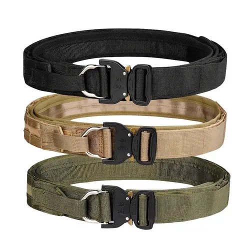 Heavy Duty Nylon Tactical Belt Thickened Double Layer Outdoor Sports Girdle Quick Release Zinc Alloy Cobra Buckle Waist Belt