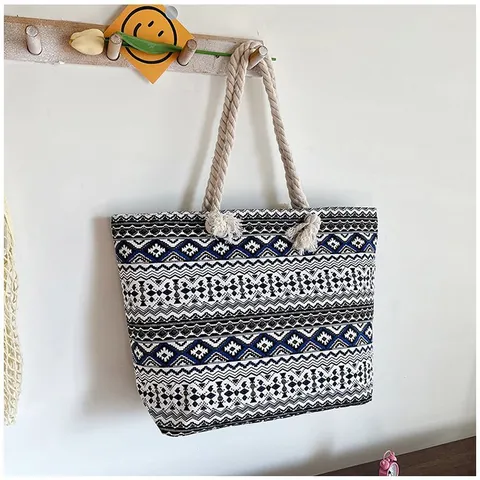 Bolso Tote de Lona para Mujer Estilo Étnico Gran Capacidad Bolso de Hombro Estampado Bohemio Moda Bolso de Mano Diario Viaje Compras
