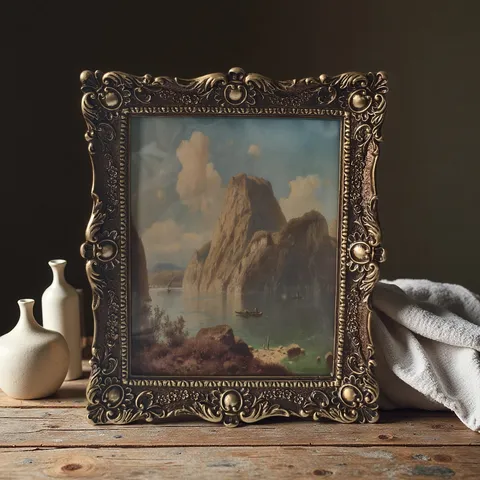 Vintage European Rococo Resin Carved Picture Frame Luxury Gold Distressed Wall Tabletop Photo Frame Home Decor Accessories For Living Room Restaurant