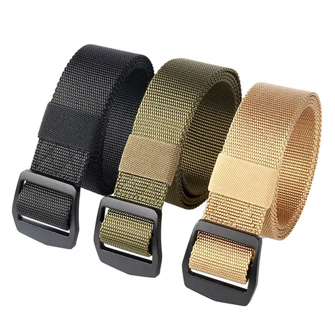 Taktischer Gürtel Für Herren Outdoor Militärtraining Imitation Nylon Gurtband Legierung Quadratische Schnalle Verstellbarer Freizeitgürtel