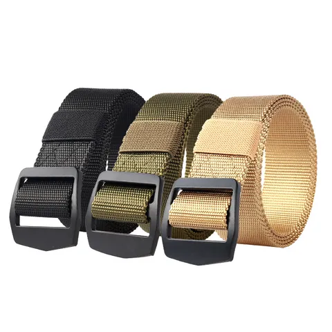 Taktischer Gürtel Für Herren Outdoor Militärtraining Imitation Nylon Gurtband Legierung Quadratische Schnalle Verstellbarer Freizeitgürtel