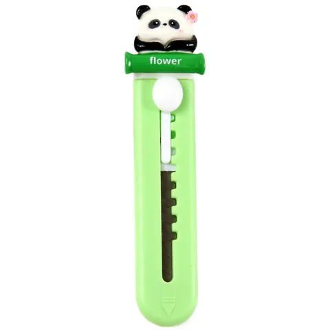 Schattige Cartoon Panda Mini Hobbymes Draagbare Doossnijder Intrekbare Leerling Kantoorbenodigdheden Papiersnijder Creatief Cadeau