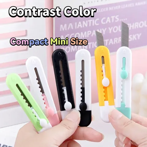 Mini Portable Utility Knife Macaron Colors Retractable Paper Cutter For Student Handcraft Box Opener Office Stationery