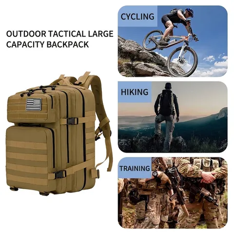 Large Capacity Tactical Backpack Outdoor 3P Assault Pack MOLLE System Waterproof Oxford Cloth Hiking Camping Sport Backpack