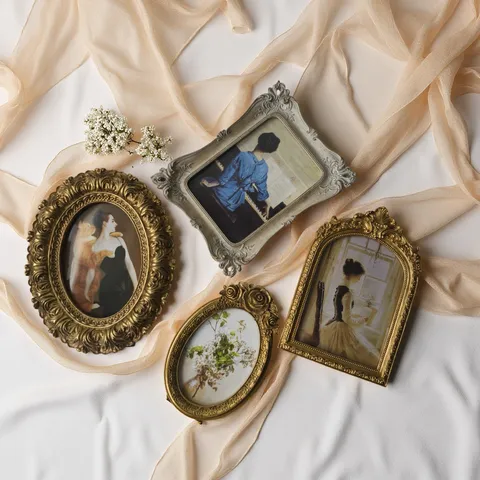 Vintage Barock Gold Fotorahmen Aufwendig Geschnitzter Tischbilderrahmen Europäischer Stil Dekorativer Harzrahmen Für Zuhause Schlafzimmer Wohnzimmer Dekor Geschenk