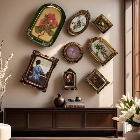 French Court Style Relief Photo Frame Set Vintage Gold Resin Picture Frame Wall Art Decor For Bedroom Entryway Home Ornament