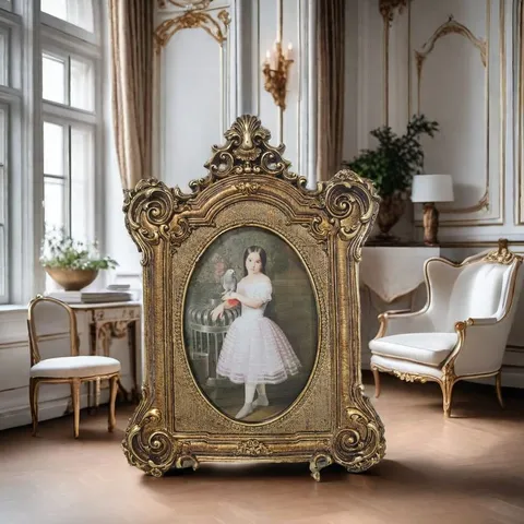 Baroque Vintage Gold Resin Photo Frame Ornate Relief Arched Tabletop Wall Hanging Picture Frame For Home Decor Art Display