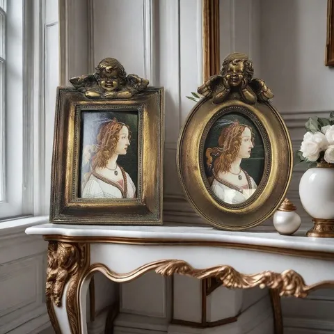 European Retro Resin Photo Frame With Angel Cupid Relief Distressed Gold Classical Desktop Picture Frame For Home Decor