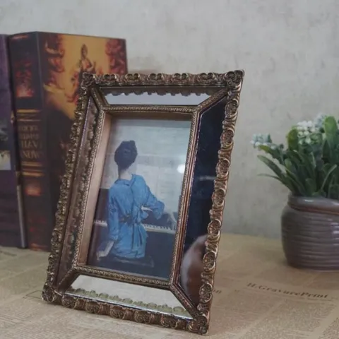Europäischer Vintage Natürliches Harz Fotorahmen Klassisches Relief Dekorativer Rechteckiger Bilderrahmen Zuhause Wohnzimmer Tischdeko Geschenk