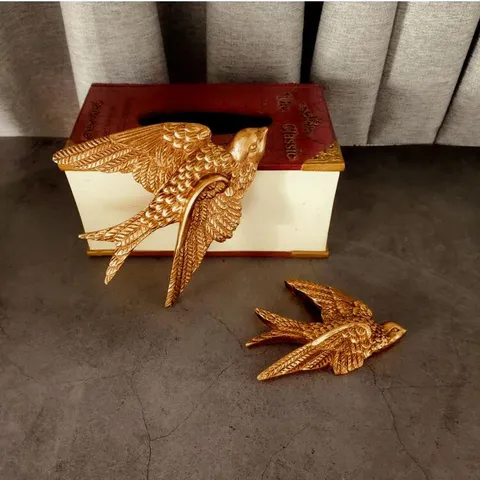 Vintage Gold Resin Wall Hanging Decor Set Luxury Swallow Dragonfly Angel Figurine Wall Ornaments For Living Room Porch Bedroom Home Decoration
