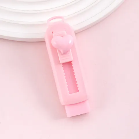 Schattige Intrekbare Radiergummi Voor Kinderen Schoolspullen Hart Strik Schuif Beschermende Push Pull Rubberen Gom Kantoorartikelen Cadeau