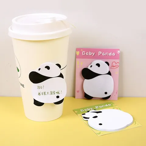Notes Autocollantes Mignonnes en Forme de Panda de Dessin Animé Blocs-Notes en Papier Auto-Adhésifs Créatifs Papiers de Notes pour la Décoration de Journal de Bureau d'Étudiant Papeterie