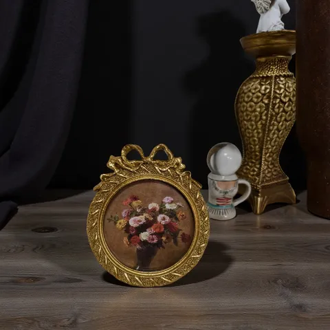 Vintage Resin Picture Frame European Carved Tabletop Table Stand Decorative Photo Frame Home Living Room Bedroom Desktop Decoration