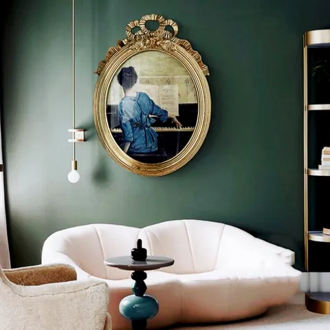 European Vintage Resin Oval Photo Frame Classical Art Decorative Painting Wall Hanging Ornament For Living Room Home Decor