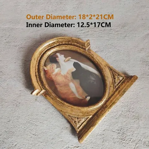 European Vintage Resin Carved Photo Frame Luxury Gold Relief Art Frame For Home Decor Living Room Bedroom Desktop Decor