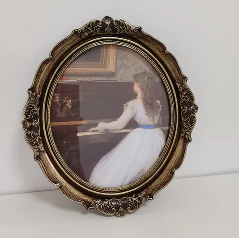 Barock Vintage Ovaler Fotorahmen Gold Relief Harz Bilderrahmen Europäischer Stil Schreibtischdekoration Wanddeko Mit Glas
