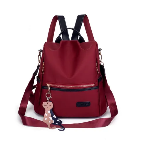Women Anti Theft Backpack Lightweight Nylon Oxford Cloth Fashion Travel Bag Cartoon Character Print Versatile School Outing Daypack
