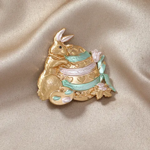 Broche de Conejo de Aleación de Oro Mate Vintage Para Mujeres Hombres Lindos Alfileres de Animales Para Bolsos Abrigos Esmalte Joyería