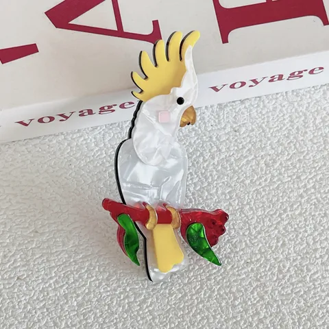 Fashion Acrylic Cockatoo Parrot Bird Brooch Cartoon Animal Animal Shape Pin Lapel Badge Suit Bag Accessories For Women Unisex Jewelry