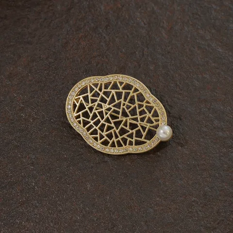 Barock Vintage Gold Brosche Für Damen Palast Stil Künstliche Perle Strass Kreuz Engel Metall Abzeichen Schmuck