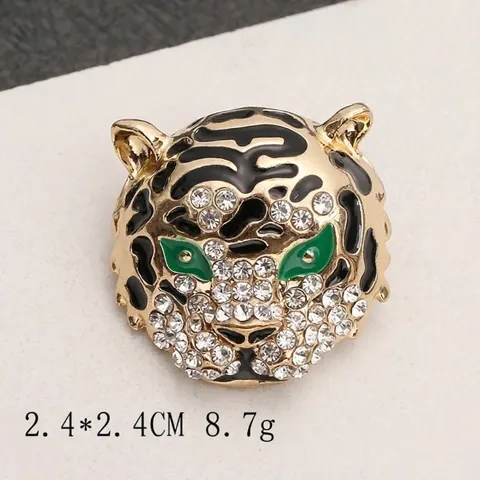 Vintage Zinc Alloy Tiger Head Lion Brooch Rhinestone Animal Leopard Corsage Shirt Pin For Men Women Jewelry Decoration